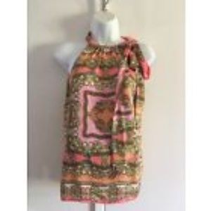 Cache' multi silk pink top. M
